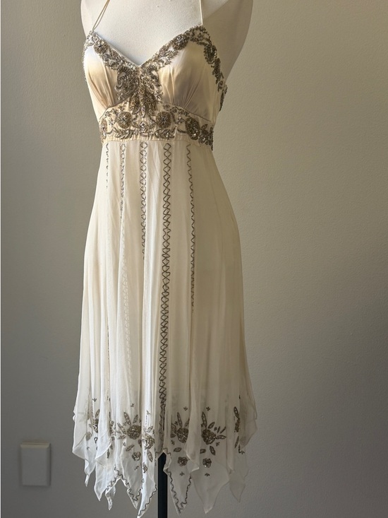 Sue Wong Dresses & Skirts - Sue Wong Ivory Halter Embellished Empire Waist Dress